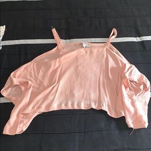 Bobbles and lace wide cut out sleeve crop top